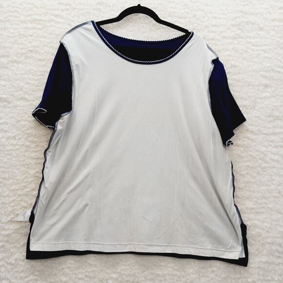 Top Size XL Navy White Embroidery Cruise Nautical Sailorcore Coastal Classic Y2K - Picture 11 of 14